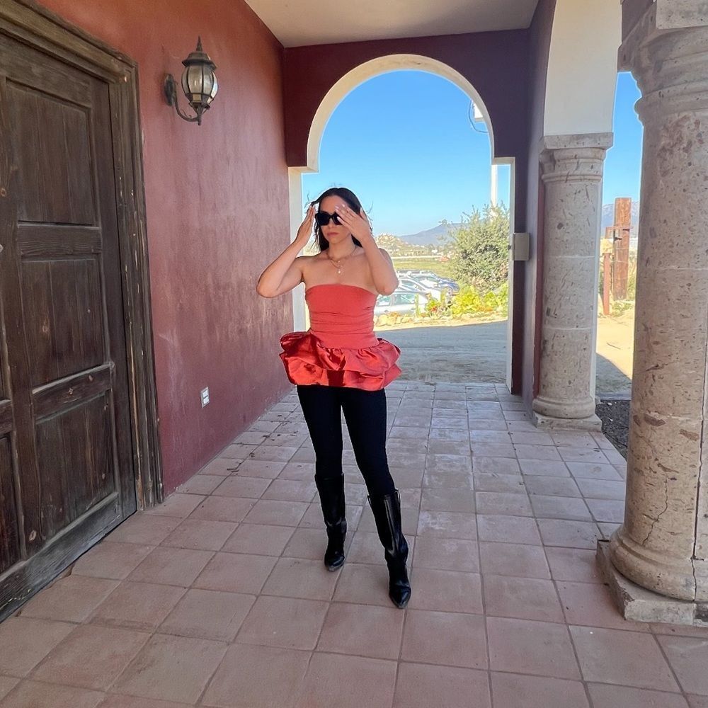 ASOS LUXE bubble hem bandeau tunic top